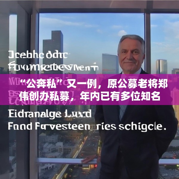 “公奔私”又一例，原公募老将郑伟创办私募，年内已有多位知名基金经理卸任