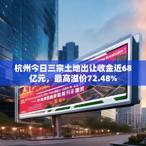 杭州今日三宗土地出让收金近68亿元，最高溢价72.48%