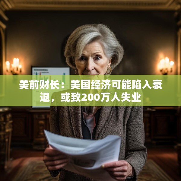 美前财长：美国经济可能陷入衰退，或致200万人失业