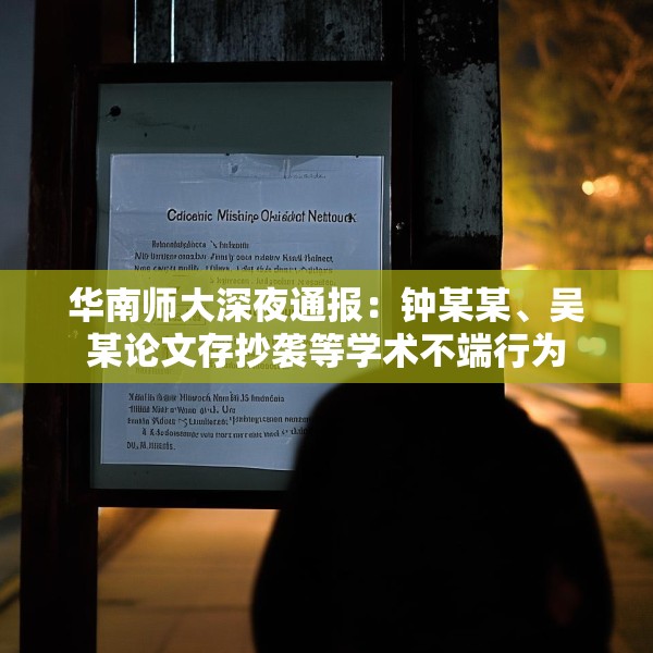 华南师大深夜通报：钟某某、吴某论文存抄袭等学术不端行为