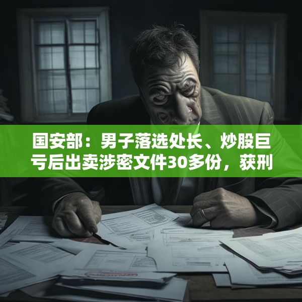 国安部：男子落选处长、炒股巨亏后出卖涉密文件30多份，获刑无期