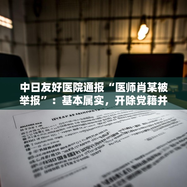 中日友好医院通报“医师肖某被举报”：基本属实，开除党籍并解聘