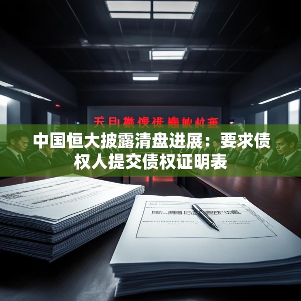 中国恒大披露清盘进展：要求债权人提交债权证明表
