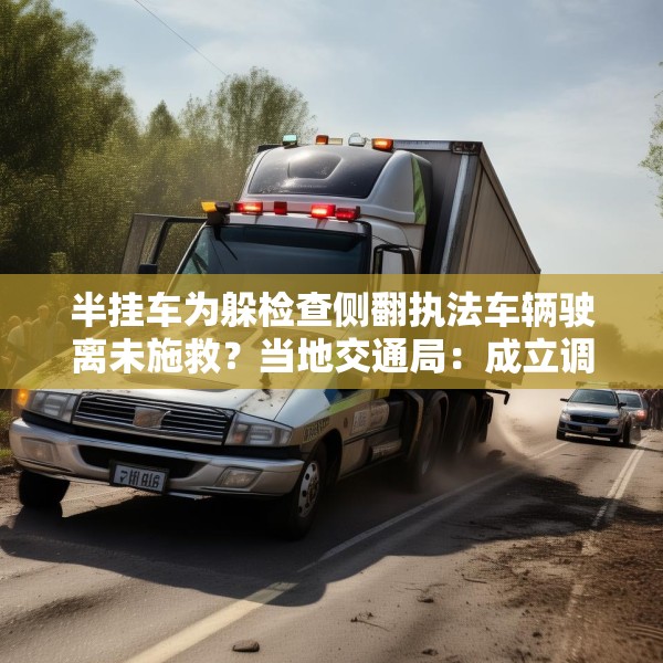 半挂车为躲检查侧翻执法车辆驶离未施救？当地交通局：成立调查组