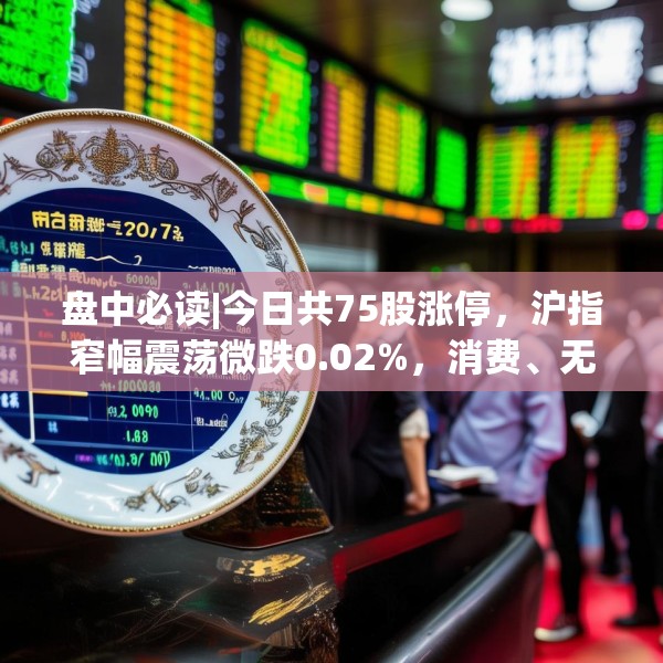 盘中必读|今日共75股涨停，沪指窄幅震荡微跌0.02%，消费、无人物流概念逆势大涨