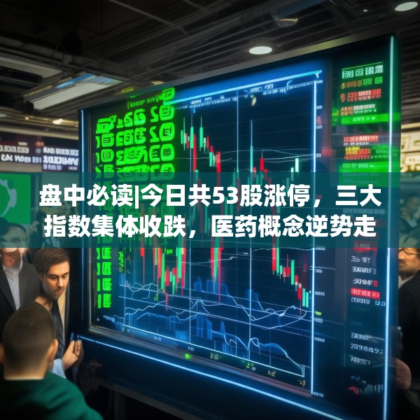 盘中必读|今日共53股涨停，三大指数集体收跌，医药概念逆势走高