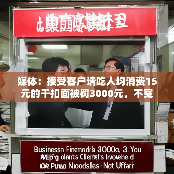 媒体：接受客户请吃人均消费15元的干扣面被罚3000元，不冤