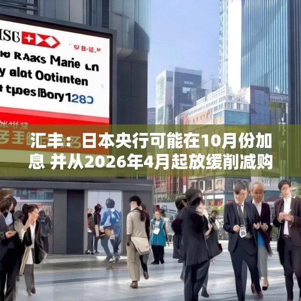 汇丰：日本央行可能在10月份加息 并从2026年4月起放缓削减购债步伐